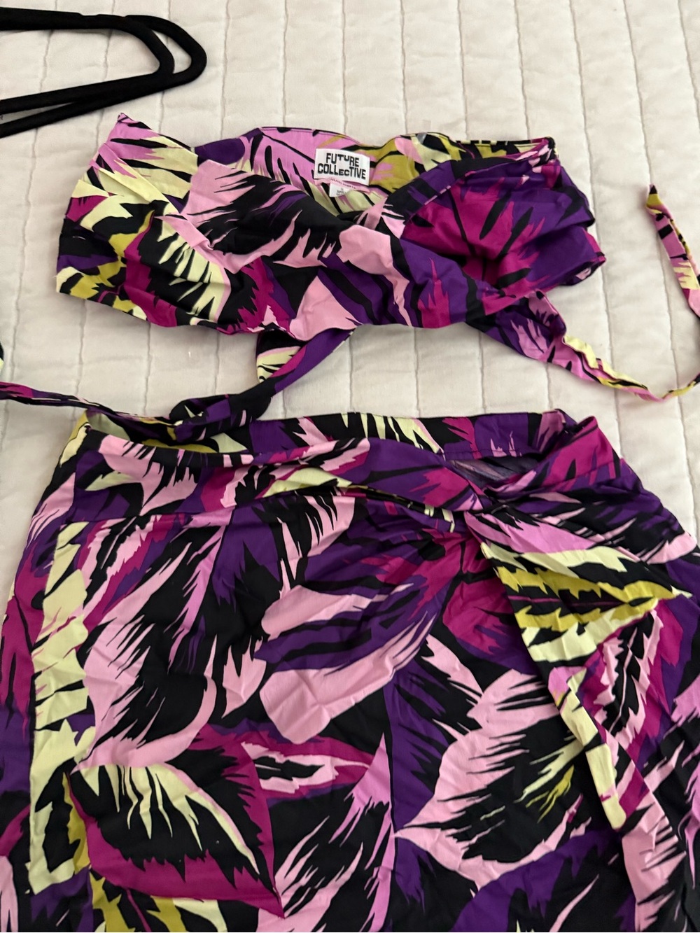 Future Collective Purple Tropical Print Mini Skirt Set